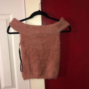 Off the shoulder fuzzy top